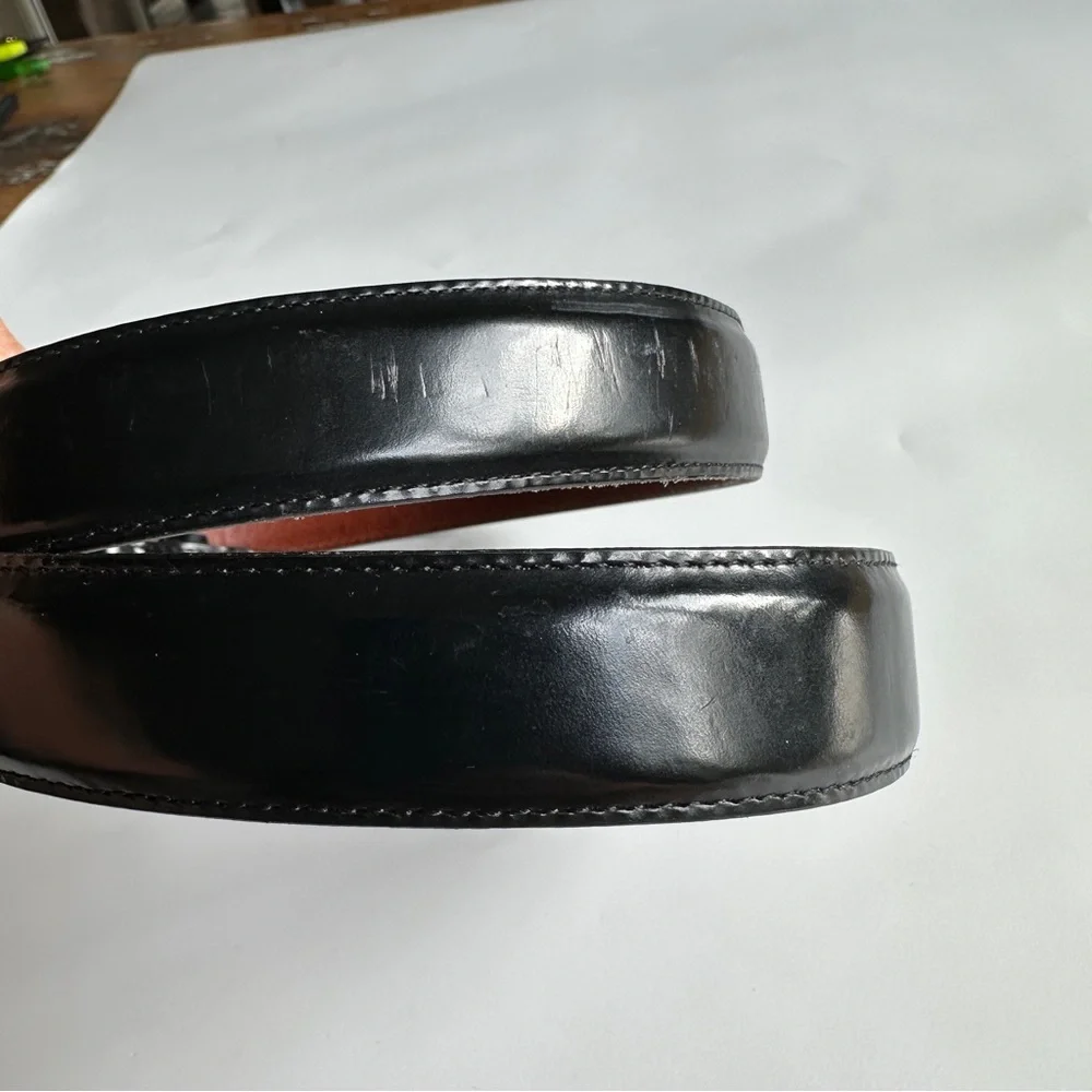 Coach Men’s Vintage Black Leather Belt with Gold Buckle Size 42”